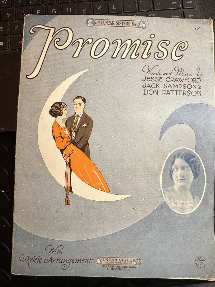 O 1924 female photoplay organist MRS. JESSE CRAWFORD sheet music ‘Promise’
