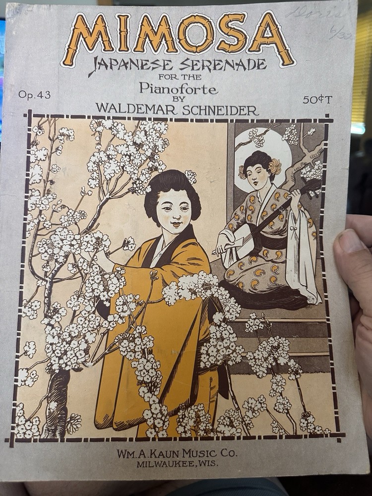 P 1898 9×12 Exotic Instrumental Sheet Music MIMOSA JAPANESE SERENADE