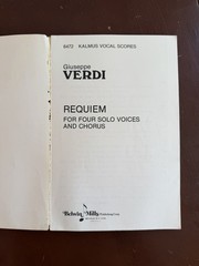 Giuseppe Verdi Requiem Vocal Score Kalmus 6472 Belwin Mills Sheet Music Vintage