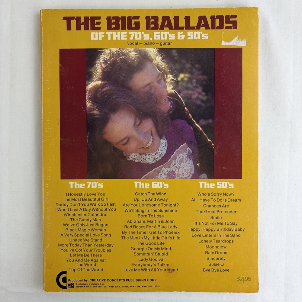 The Big Ballads of the 70s, 60s, 50s Vocal Piano Guitar Vintage Music Song Book