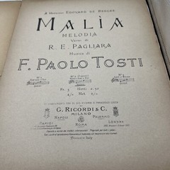 HAOLO TOSTI “MALIA” very Scarce/Rare Sheet music Paola Tosti Italy B1110