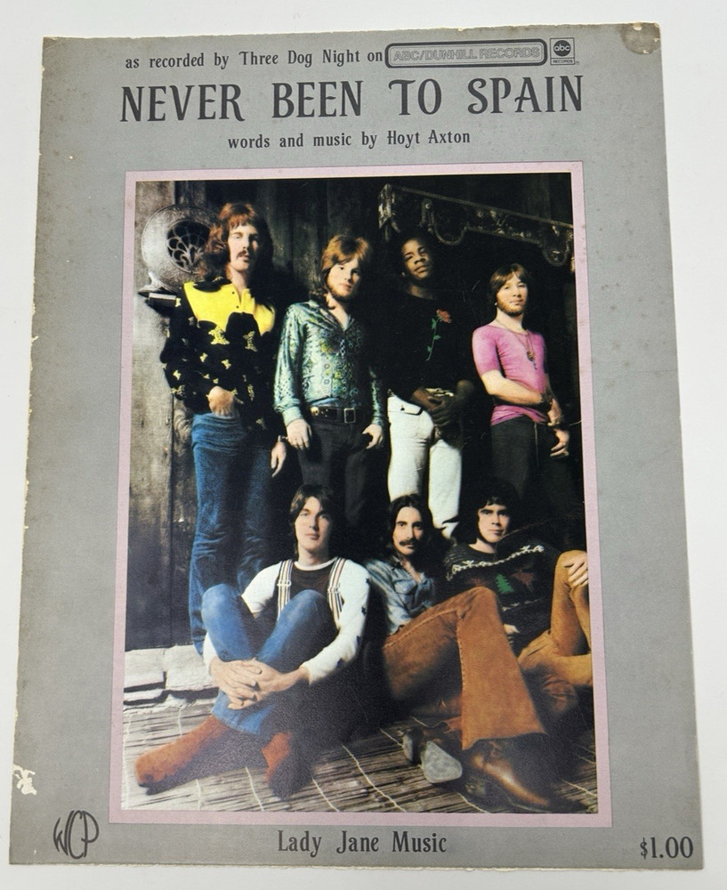 Never Been To Spain Sheet Music Three Dog Night Piano Guitar Vocals Rock Axton