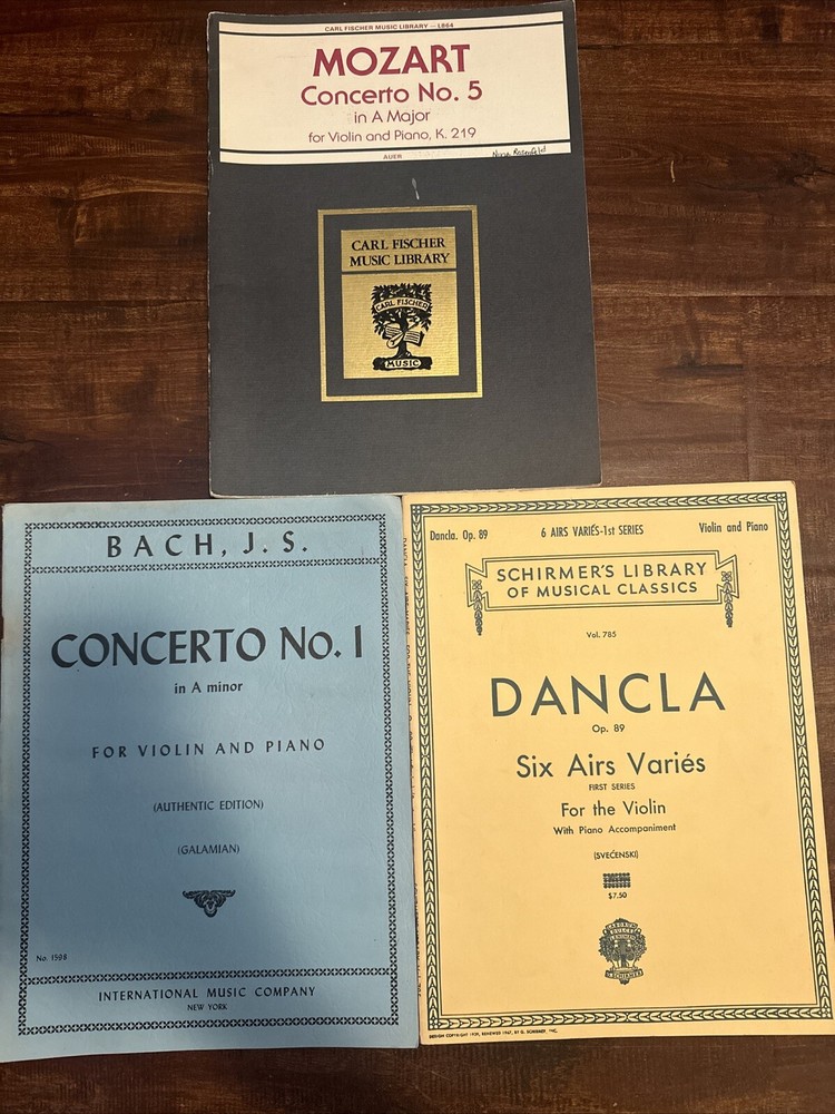 Mozart Concerto 5 Dancla 6 Airs Varies Bach Concerto A Minor PIANO PARTS ONLY