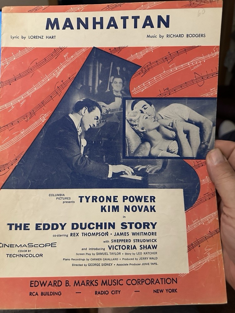 B 1950s KIM NOVAK Movie Bio sheet music THE EDDY DUCHIN STORY ‘Manhattan’