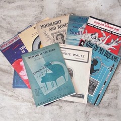 Vintage Sheet Music Lot | Retro Piano Songs for Junk Journals, Mixed Media Decor