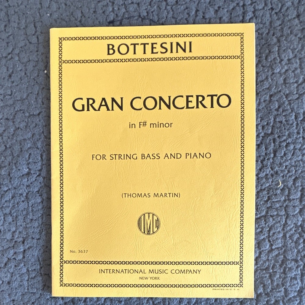 Bottesini Gran Concerto F# Minor String Bass & Piano Sheet Music IMC 3637