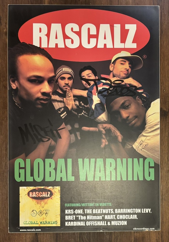 Rascalz Rap Group Global Warning Original Music Promo Poster Signed Circa 90s