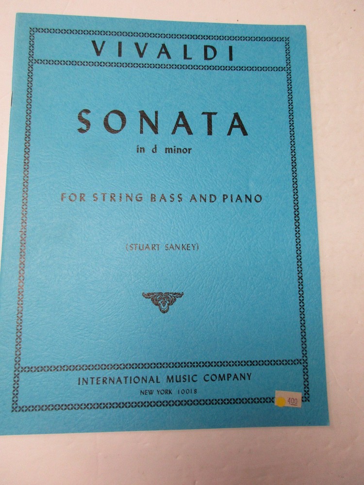 Antonio Vivaldi Sonata in D Minor for String Bass & Piano Sheet Music IMC