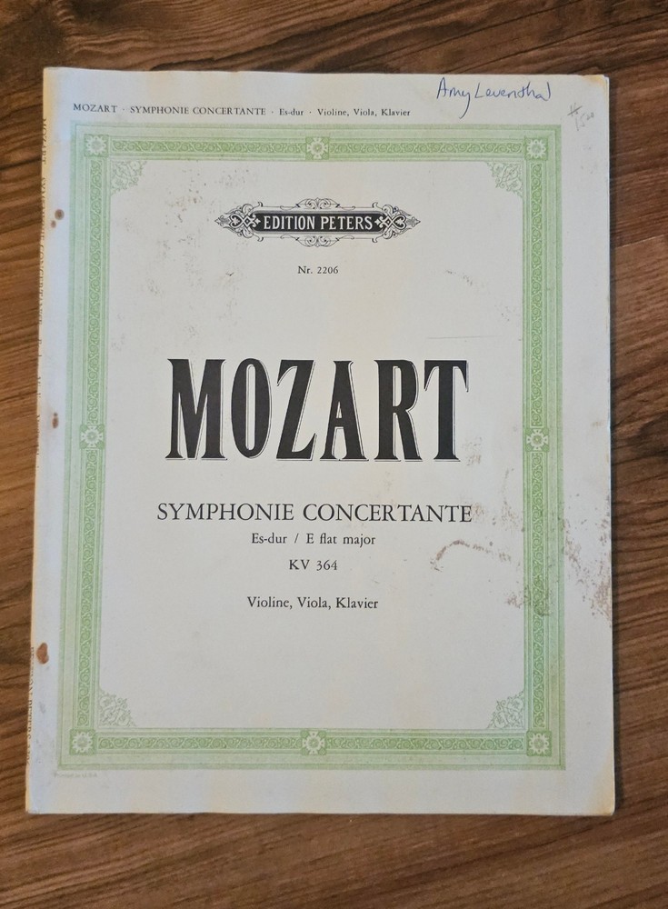 Mozart Symphonie Concertante KV 364 Edition Peters No 2206 Violin,Viola, Klavier