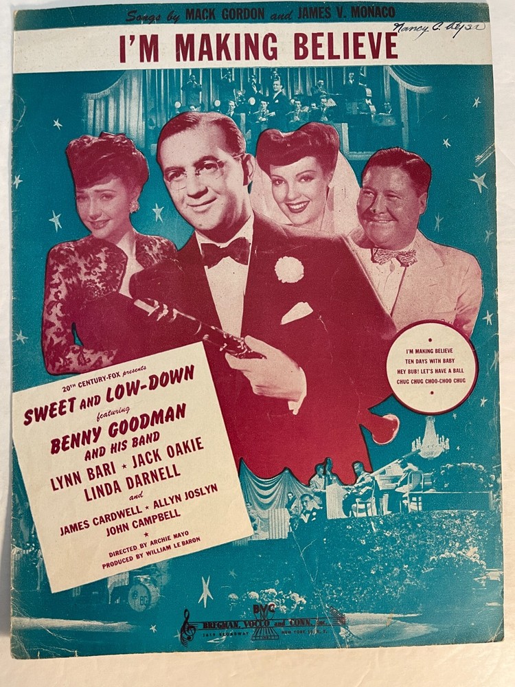 I&rsquo;m Making Believe Vintage Sheet Music 1944 Benny Goodman