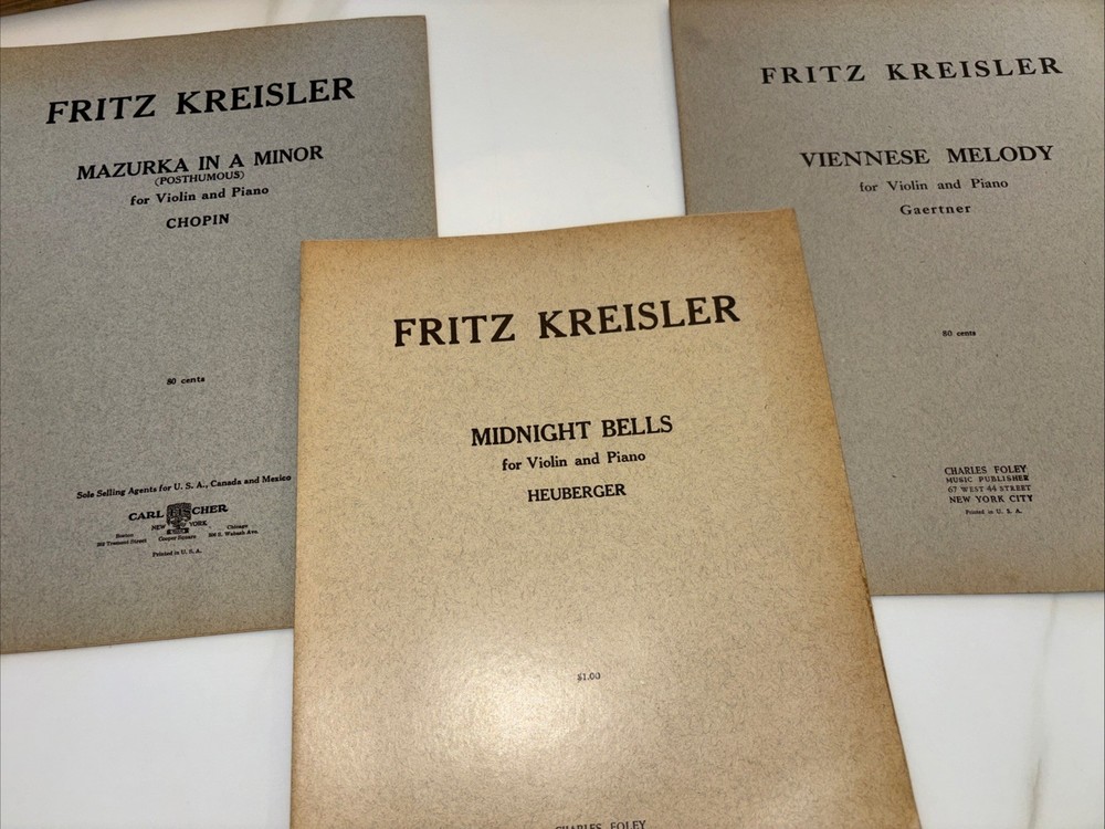 Sheet Music Fritz Kreisler Lot-Piano and Violin (3) VG+