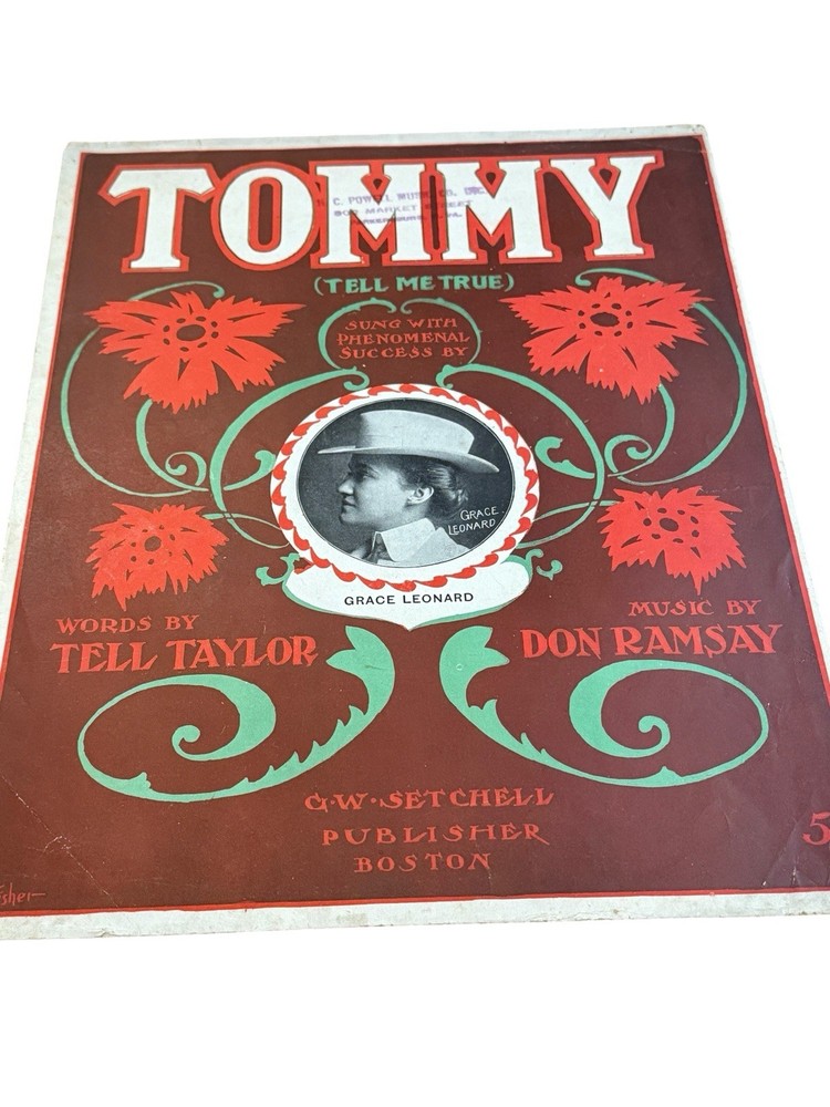 Vtg 1904 Tommy Tell Me True Sheet Music Grace Leonard Setchell Boston Barber