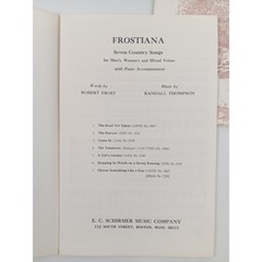 Frostiana Five Country Songs Robert Frost Randall Thompson Choral Music Sheet