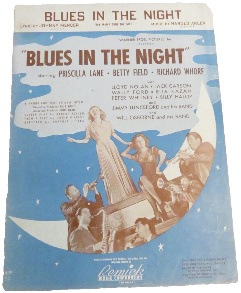 Blues in the Night My Mama Done Tol Me Sheet Music 1941 Priscilla Lane