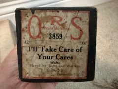 QRS Word Player Piano Roll 3859 Ill Take Care of Your Cares SIGNED Vintage TX