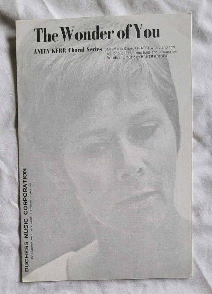 THE WONDER OF YOU Sheet Music Mixed Voice SATB Piano Guitar String Bass Vocal