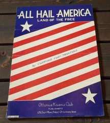 All Hail America Land of the Free Vintage Sheet Music Patriotic 1940 USA WWII