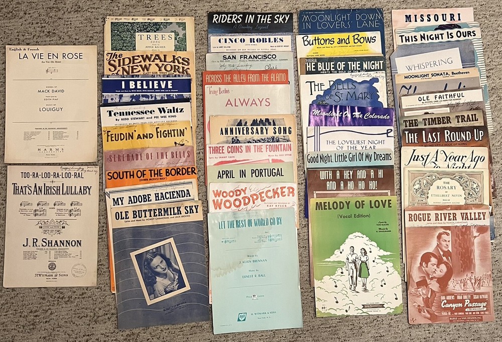 VTG Original Sheet Music Lot Of 40 Teens 20s 30s 40s Song Show Tunes Piano Vocal