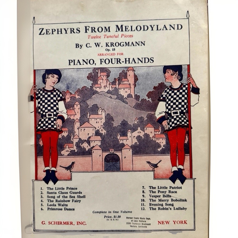 Zephyrs From Melodyland Piano Four Hands Krogmann Op15 Schirmer Sheet Music Book