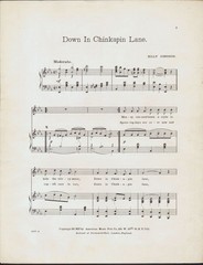 Down In CHINKAPIN Lane 1904 Black Composer BILLY JOHNSON Sheet Music! HTF