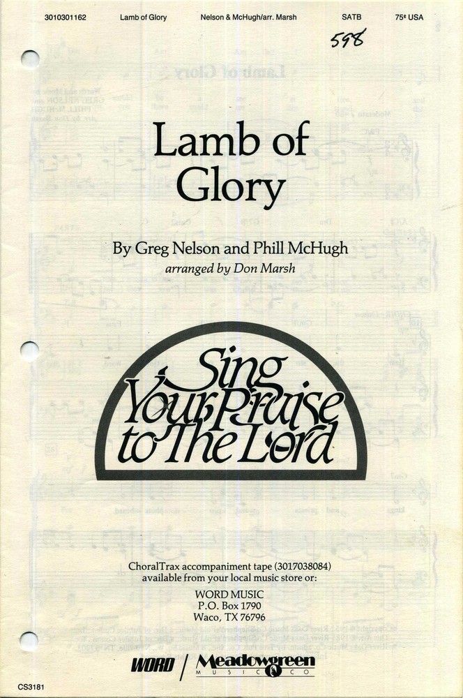 Lamb of Glory SATB Sheet Music with Piano Accompaniment and Guitar Chords
