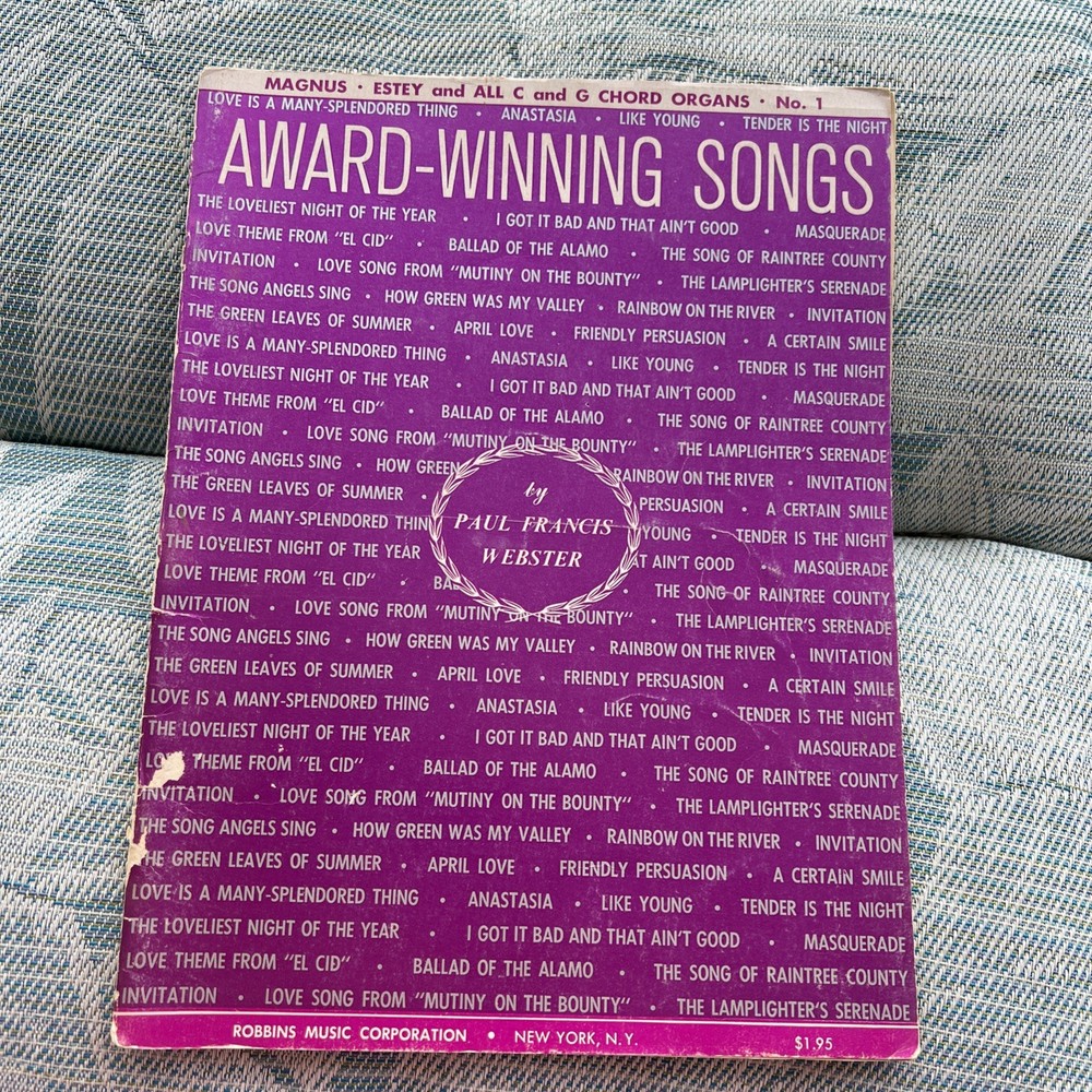 Award Winning Songs Vintage Robbins Music Corporation Sheet Music Songbook
