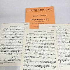 Joseph Haydn Divertimento A Tre Score Sheet Music Horn Violin Cello 1767 Vtg