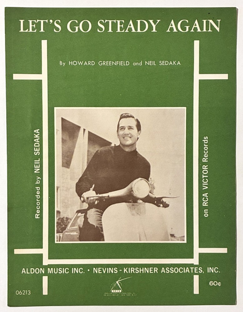 1963 NEIL SEDAKA « LET&rsquo;S GO STEADY AGAIN » SHEET MUSIC – POP ROCK ERA – VESPA