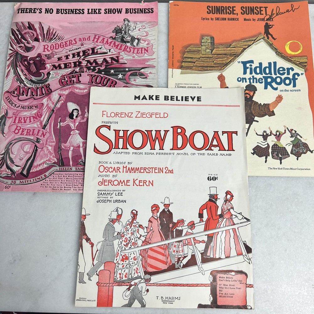 Vintage Sheet Music Lot Show Tunes Musicals Show Boat Annie Get Fiddler