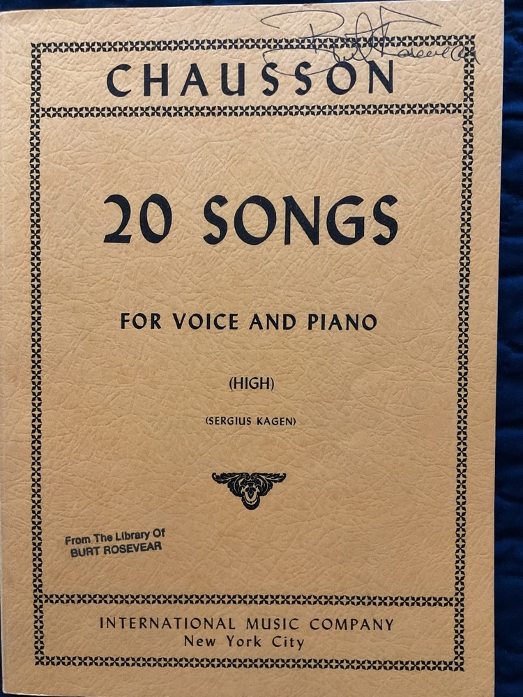 Chausson 20 Songs for High Voice and Piano SC No 1130 International Music French