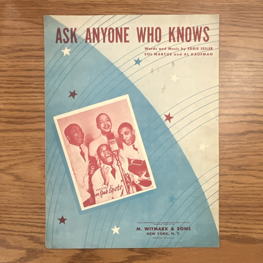 M. Witmark & Sons Ask Anyone Who Knows Sheet Music Pop MPN 4668