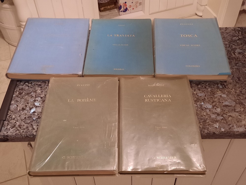 LOT of (5) Vintage Hardcover Vocal Scores – Verdi, Puccini, Mascagni