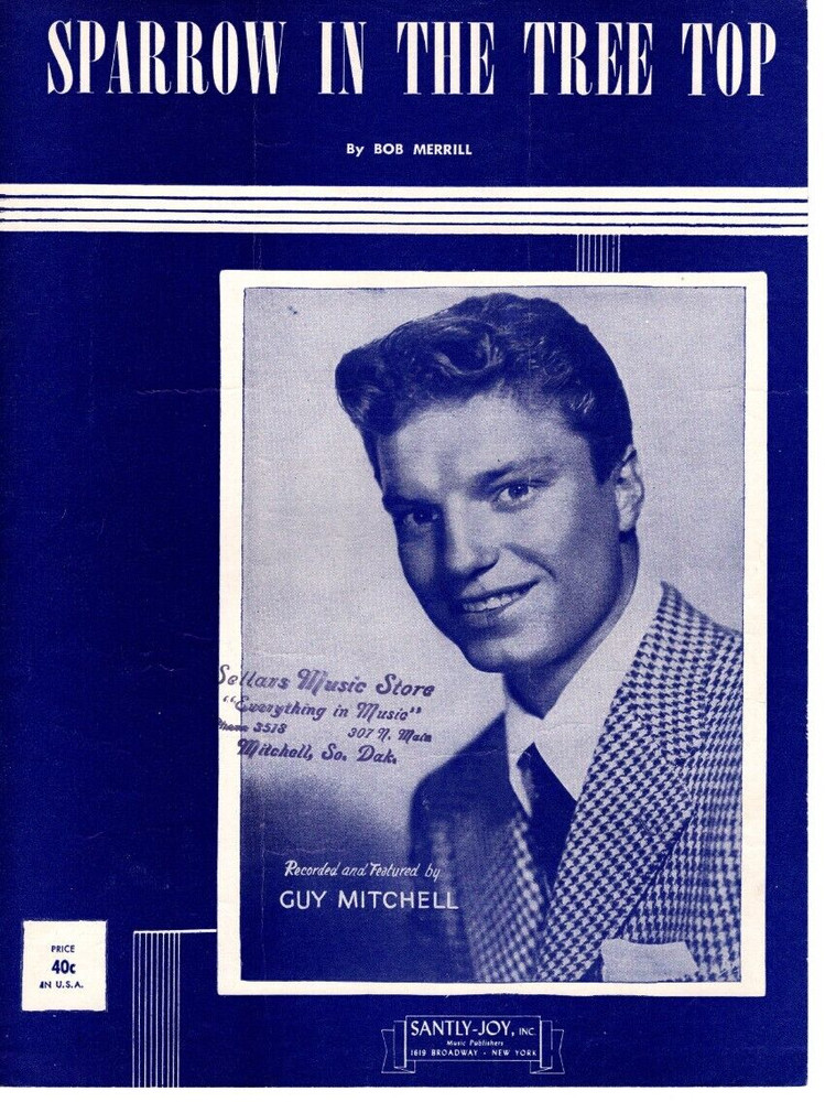 Sheet Music Sparrow in the Tree Top Guy Mitchell By Bob Merrill 1951