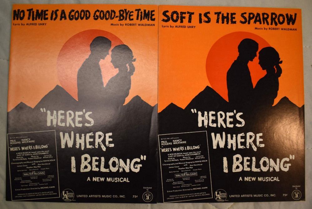 Vintage Broadway Sheet Music 1968 Here&rsquo;s Where I Belong Set of 2 Flop Musical
