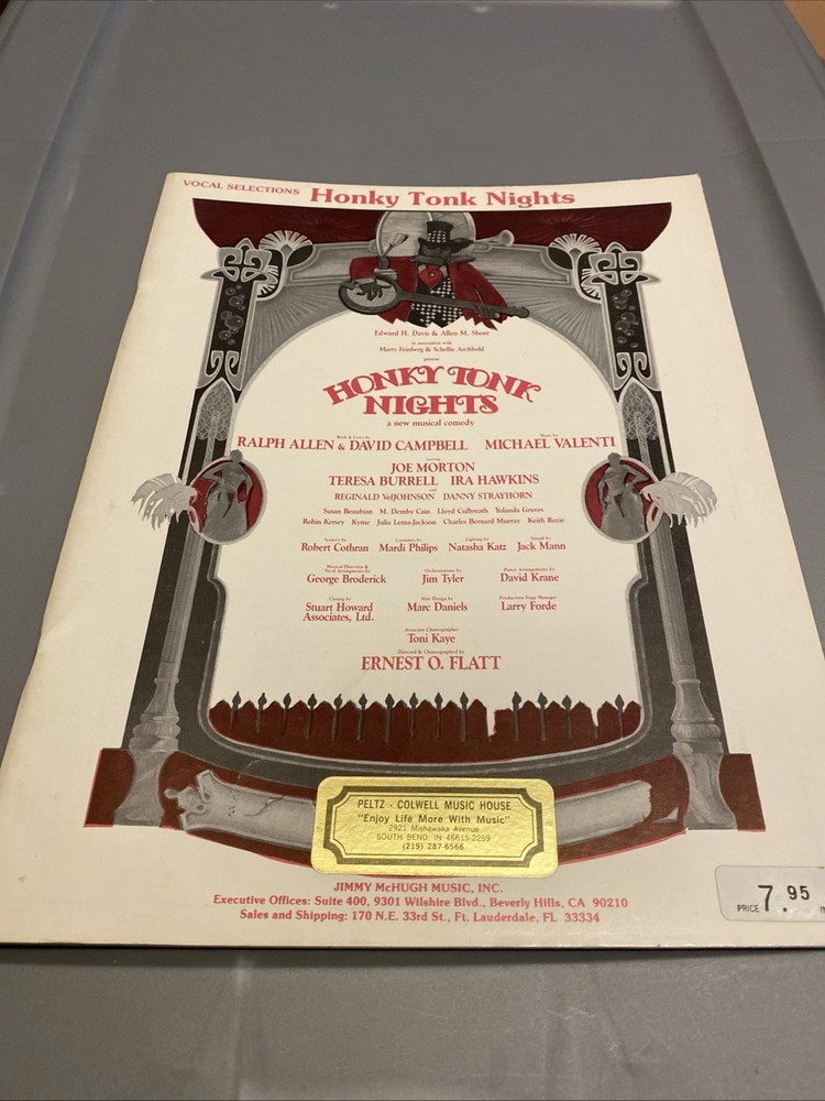 Honky Tonk Nights A New Musical Comedy Vocal Selections Music Book (1987
