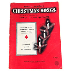 World Famous Christmas Songs Piano Vocal Red Songbook Music Songs 1957 Vtg MCM