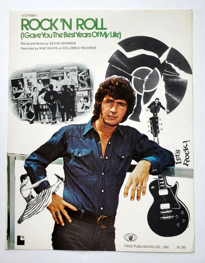 Rock &lsquo;N Roll Best Years Of My Life Mac Davis 1974 Sheet Music Piano Guitar Vtg