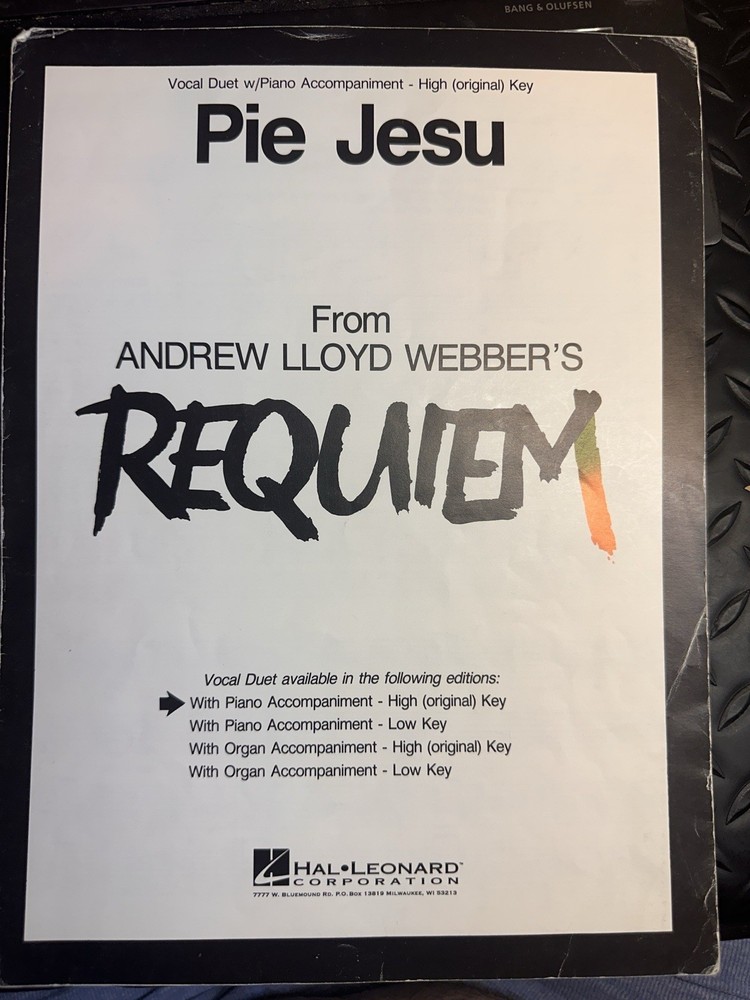 P 1983 ANDREW WEBBER Sheet Music from Requiem ‘Pie Jesu’