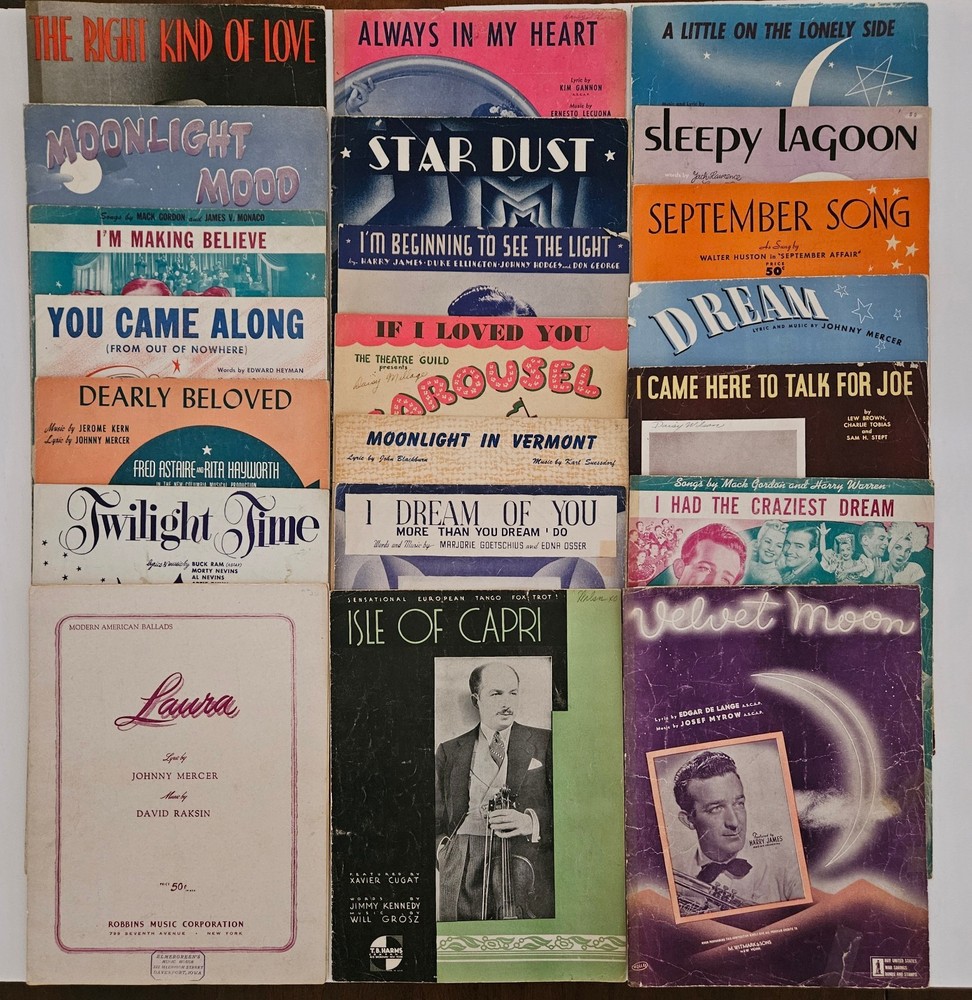 Vintage Sheet Music Lot of 21 from 1929 To 1944 from renowned artists