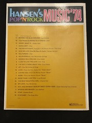 HANSEN&rsquo;S POP-N-ROCK MUSIC &rsquo;74 Songbook~22 Hits~Charles Hansen~Piano/Vocal