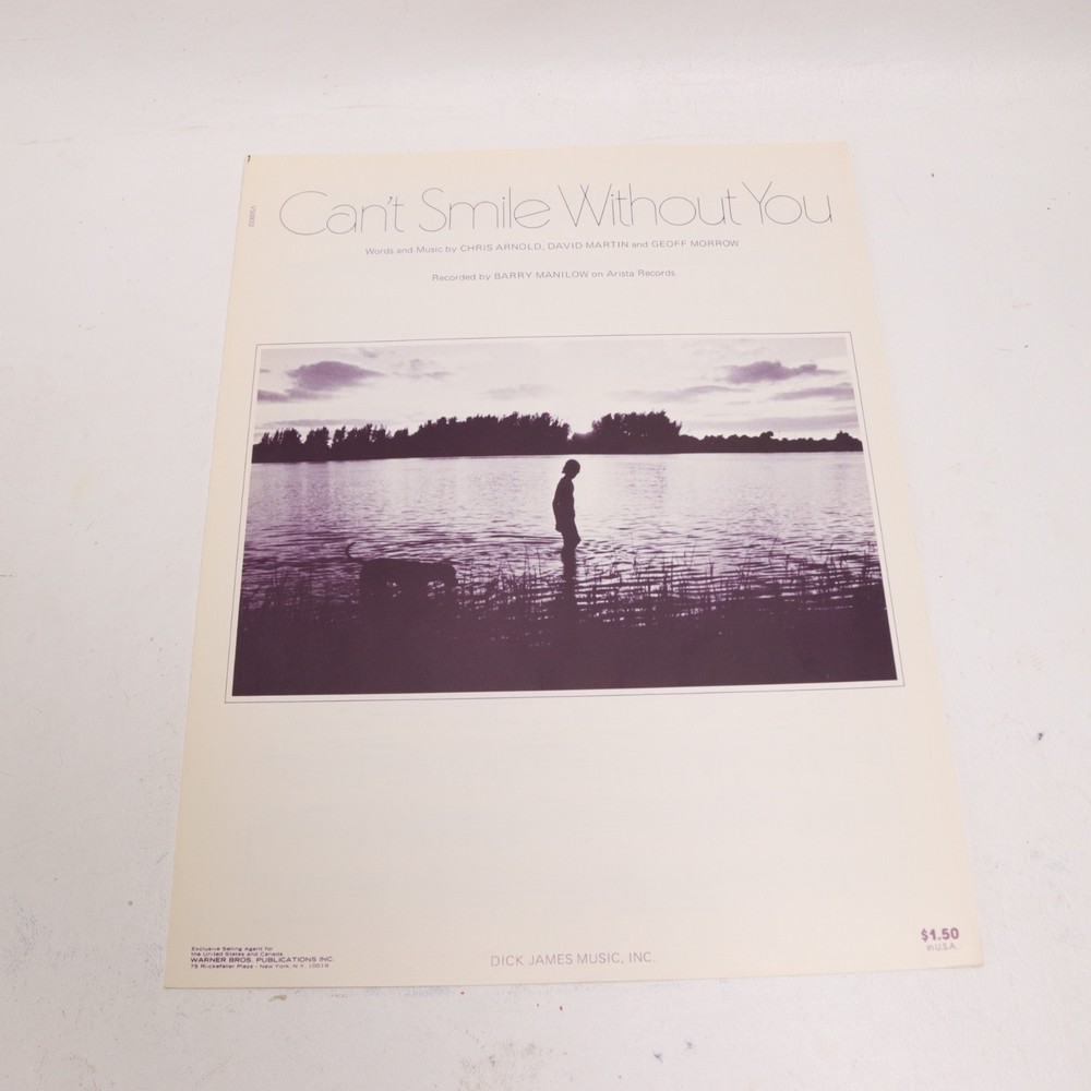 Arnold Martin Morrow Can&rsquo;t Smile Without You Piano Voice Sheet Music 1978
