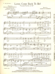 Lover Come Back To Me Sheet Music Solo Voice In G Piano 1947 Spanish English