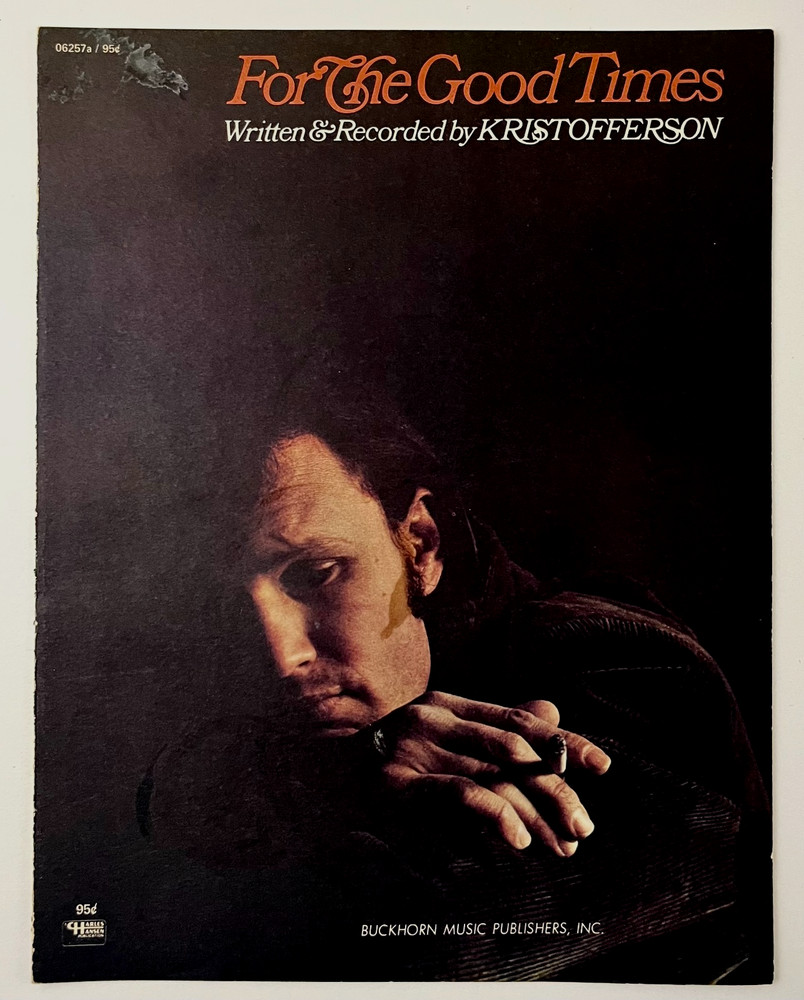 1968 For The Good Times Kristofferson Guitar Piano Vocal Vintage Sheet Music