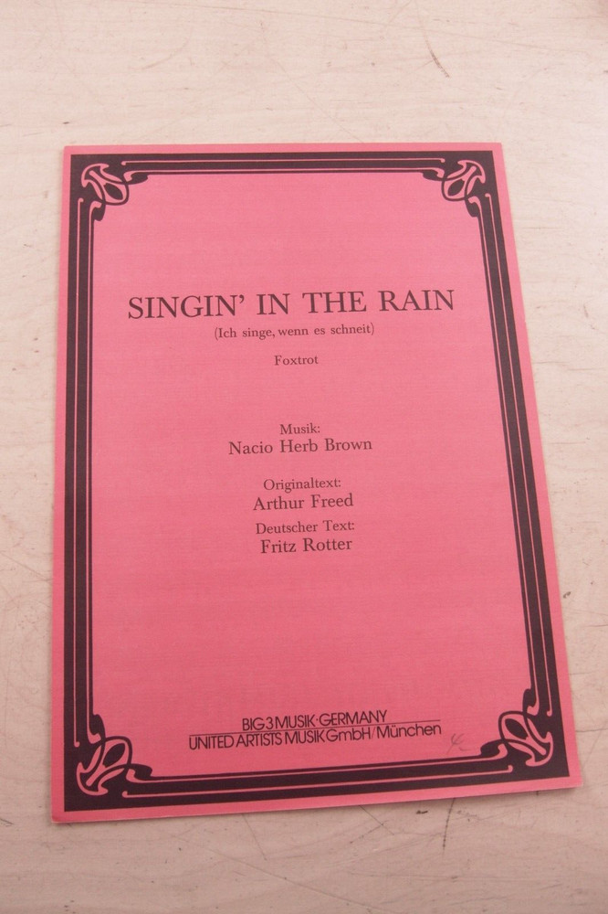 Rare Old Sheet Music Singin&rsquo; in the Rain German English I Sing When It Snows