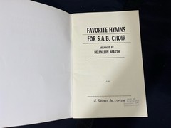 vintage G. Schirmer choral music book titled « Favorite Hymns for S.A.B. Choir”