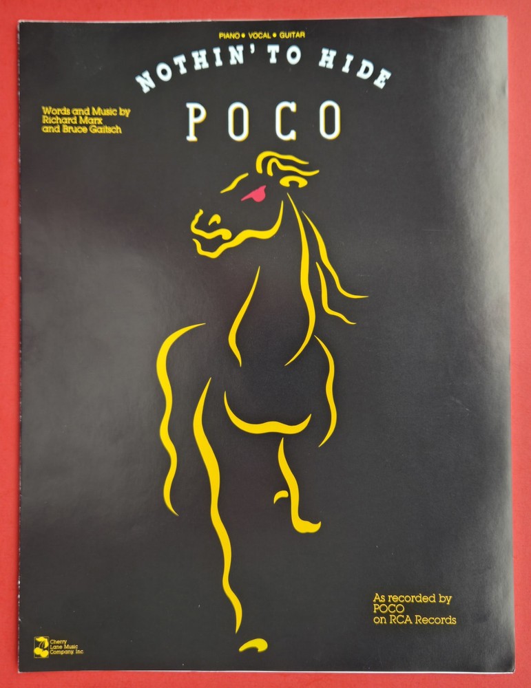 Poco Nothin To Hide Sheet Music 1988 Piano Guitar Vocal Cherry Lane USA SELLER