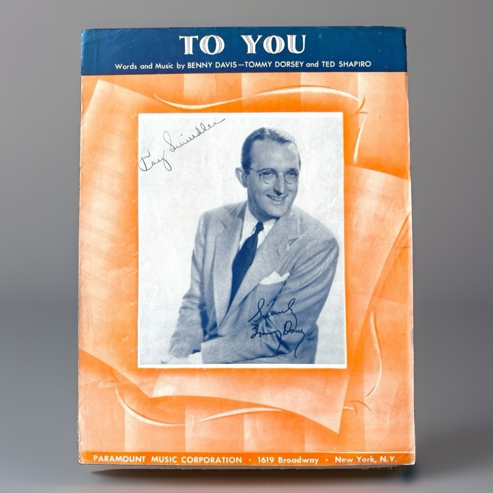 To You VTG Sheet Music 1939 Paramount Film Big Band Jazz Tommy Dorsey Bio Cover