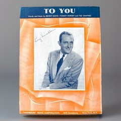 To You VTG Sheet Music 1939 Paramount Film Big Band Jazz Tommy Dorsey Bio Cover