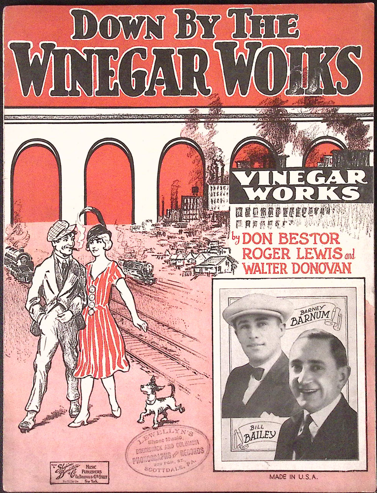 DOWN By The WINEGAR WOIKS Vintage 1925 Sheet Music PEGGY ENGLISH Jazz Flapper