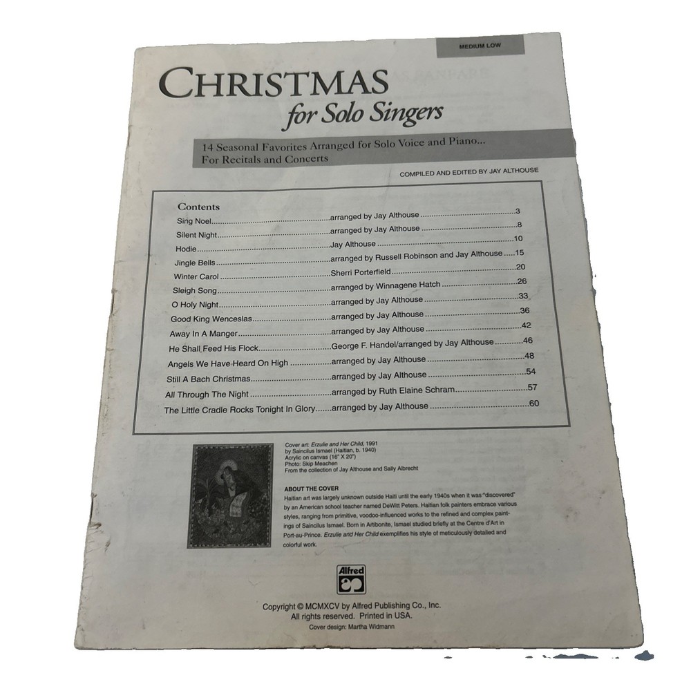 Christmas For Solo Singers 14 Seasonal Favorites Medium Low Voice Sheet Music